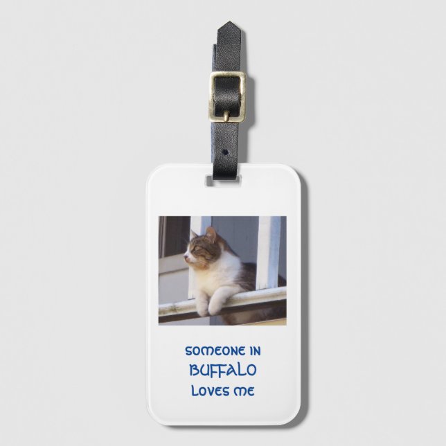 etiqueta de equipaje de un gato solitario (Anverso vertical)
