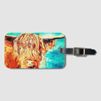 Etiqueta de equipaje de vaca Highland