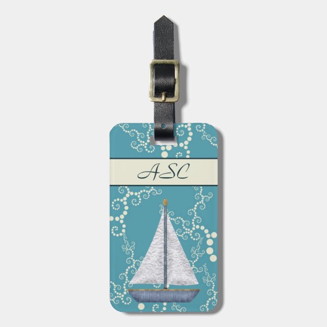 Etiqueta de equipaje de velero náutico personaliza (Frente Vertical)