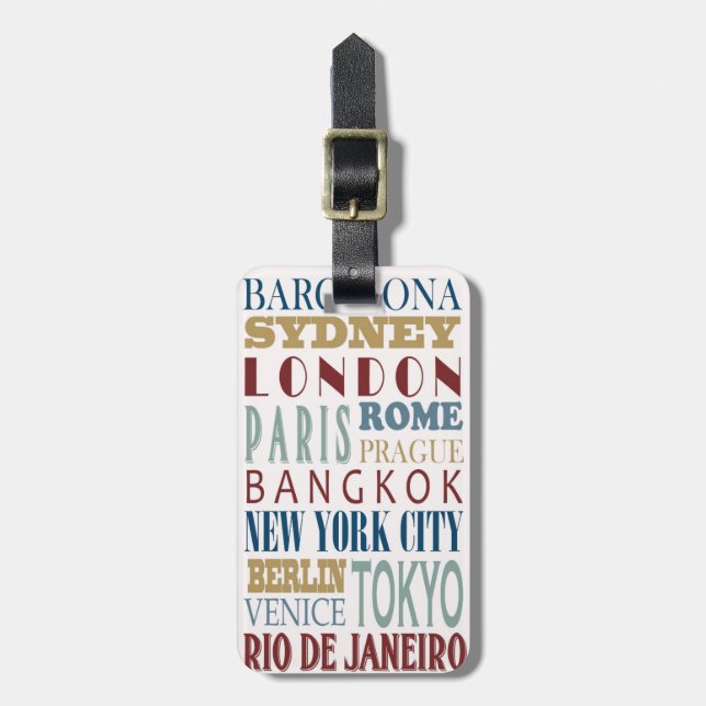 Etiqueta de equipaje de viaje de destino (Frente Vertical)