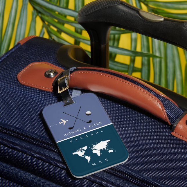 Etiqueta de equipaje de viaje de Golfer (Anverso In situ 1)