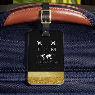 Etiqueta de equipaje de viaje de moda con su nombr