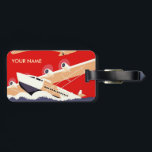 Etiqueta de equipaje de viaje de vintage roja<br><div class="desc">CARTEL DE VINTAGE: Aeropuertos municipales de la ciudad de Nueva York: No. 1 Floyd Bennett Field - No. 2 North Beach. F.H. La Guardia, Alcalde - John McKenzie, Comisionado de Docks. Poster que promueve los aeropuertos municipales de Nueva York, Floyd Bennett Field y North Beach, las bases de aviones East...</div>