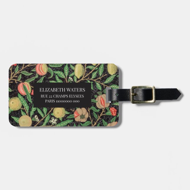 ETIQUETA DE EQUIPAJE DE VIAJE : WILLIAM MORRIS : P (Frente Horizontal)