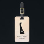 Etiqueta de equipaje del Boda del mapa de Delaware<br><div class="desc">Estas etiquetas de equipaje de estado hacen las etiquetas de regalo perfectas para el boda o las etiquetas de las bolsas de bienvenida. Agarra su regalo en lugar de una típica etiqueta de regalo de papel, y lo pueden usar durante meses y años por venir. Las etiquetas tienen un fondo...</div>