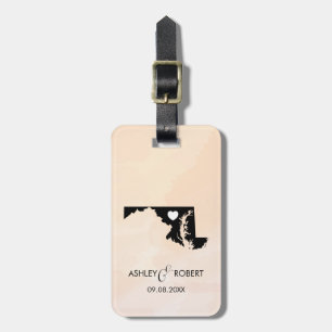 Etiqueta de equipaje del Boda del mapa de Maryland