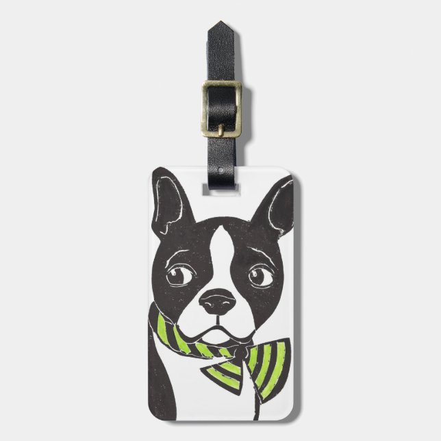 Etiqueta de equipaje del Boston Terrier (Frente Vertical)