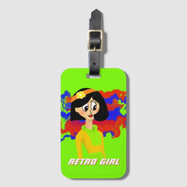 Etiqueta de equipaje del Chica del Personalizado r (Anverso vertical)