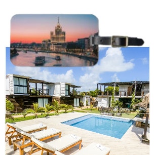 Etiqueta de equipaje del crepúsculo del atardecer