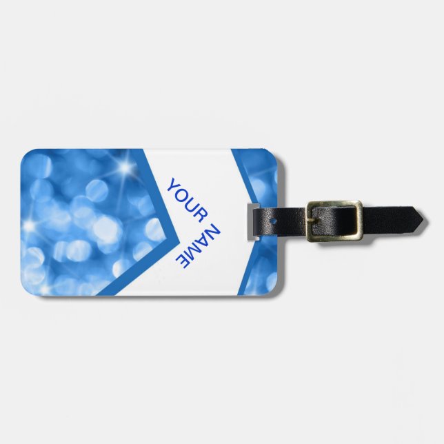 Etiqueta de equipaje del Diseñador azul (Frente Horizontal)