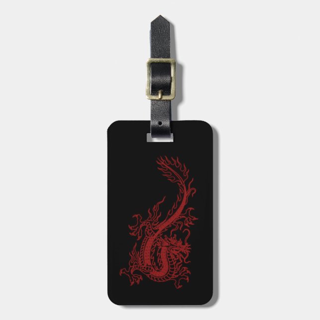Etiqueta de equipaje del Dragón Rojo personalizado (Frente Vertical)