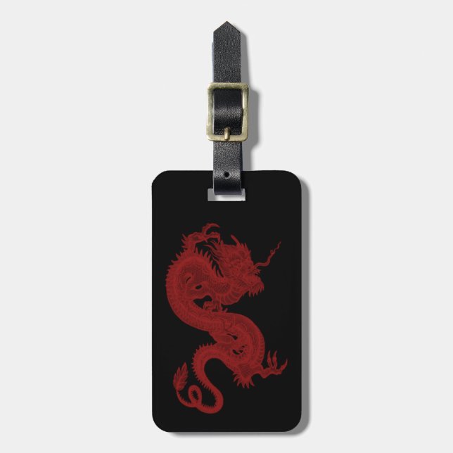Etiqueta de equipaje del dragón rojo personalizado (Frente Vertical)