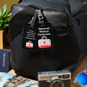 Etiqueta de equipaje del equipo médico aprobado