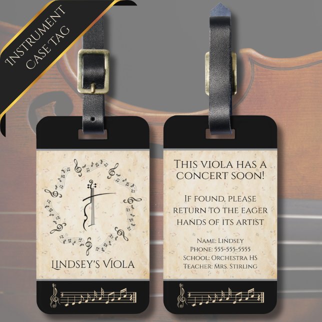 Etiqueta de equipaje del Funda de instrumentos de  (Make it easy for your aspiring musician to spot their viola case in a crowd of other instruments)