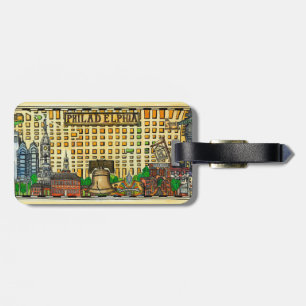 Etiqueta de equipaje del mapa de Filadelfia