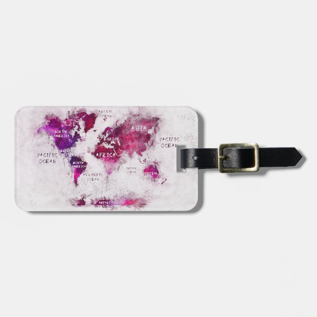 etiqueta de equipaje del mapa mundial (Frente Horizontal)
