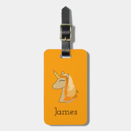 etiqueta de equipaje del naranja unicornio