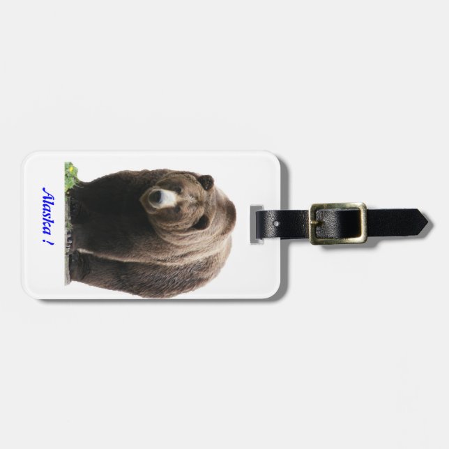 Etiqueta de equipaje del oso marrón (Frente Horizontal)