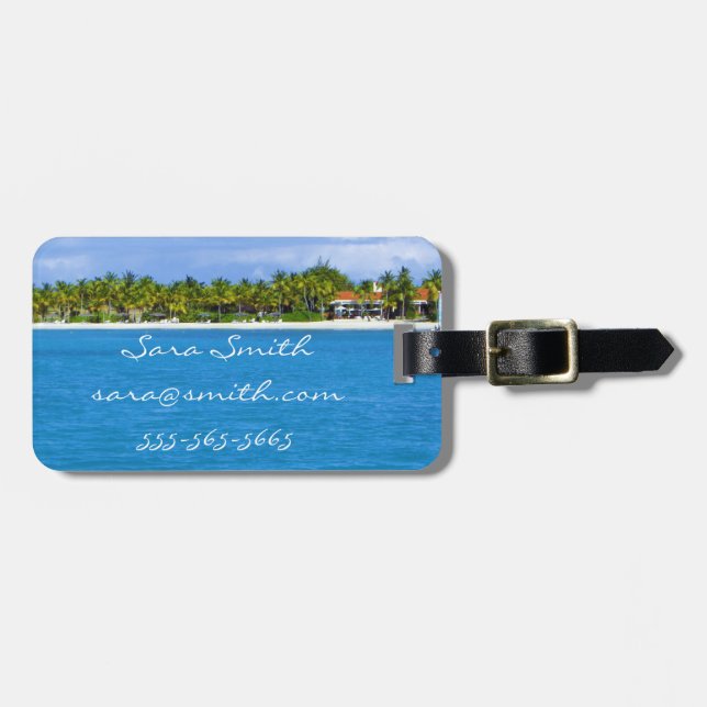 Etiqueta de equipaje del paraíso caribeño - Person (Frente Horizontal)