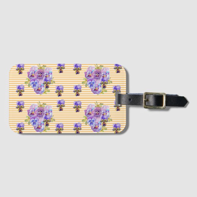 Etiqueta de equipaje del patrón de arte floral de  (Anverso horizontal)