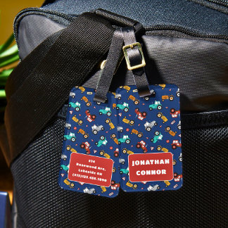 Etiqueta De Equipaje Del Patrón De Tractores Dibuj