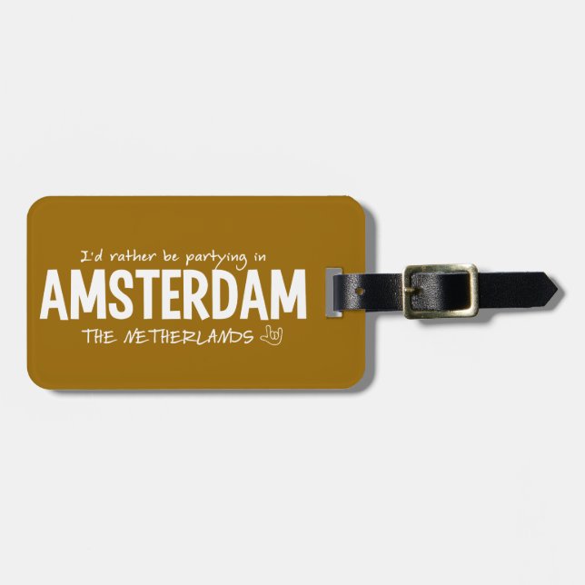 etiqueta de equipaje del personalizado AMSTERDAM (Frente Horizontal)