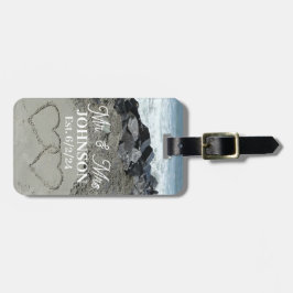 Etiqueta De Equipaje - Dos Corazones En La Arena