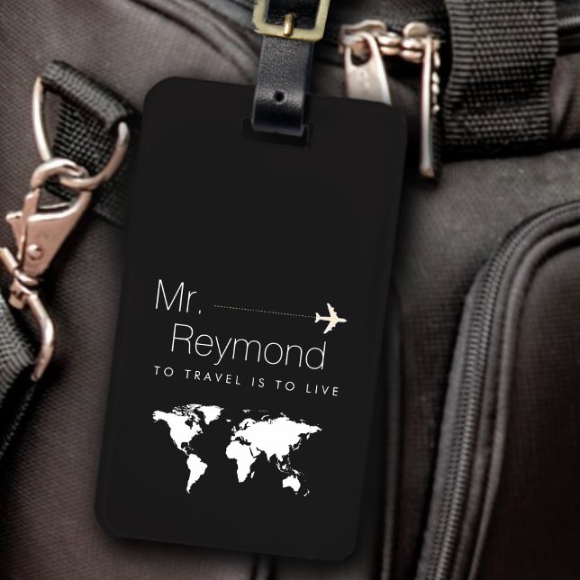 etiqueta de equipaje elegante personalizada negro (Subido por el creador)