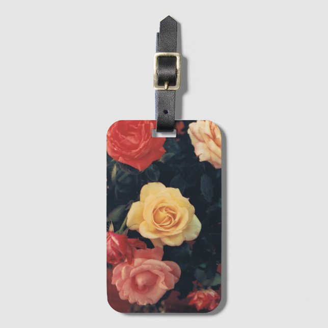 Etiqueta de equipaje floral (Anverso vertical)