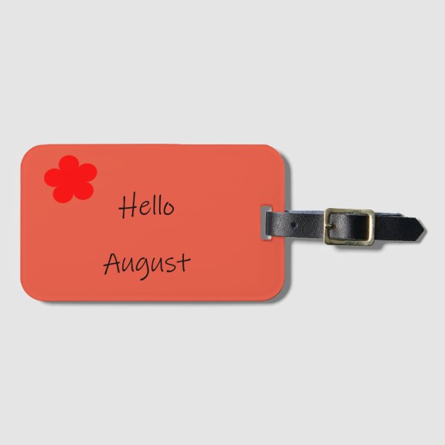 Etiqueta de equipaje "Hello August" (Anverso horizontal)