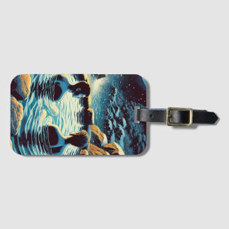 Etiqueta de equipaje - Hombres jóvenes en onsen