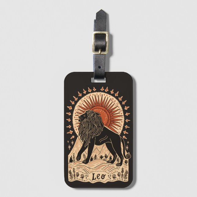 Etiqueta de equipaje Leo Celestial Zodiac Art (Anverso vertical)