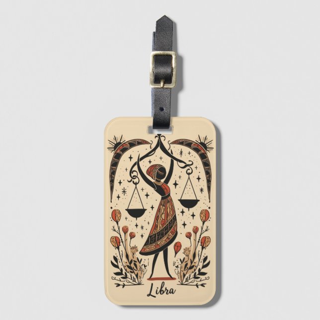 Etiqueta de equipaje Libra Celestial Zodiac Art (Anverso vertical)