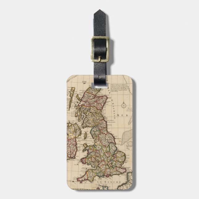 Etiqueta de equipaje - Mapa de época del Reino Uni (Frente Vertical)