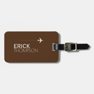 Etiqueta de equipaje marrón elegante y personaliza