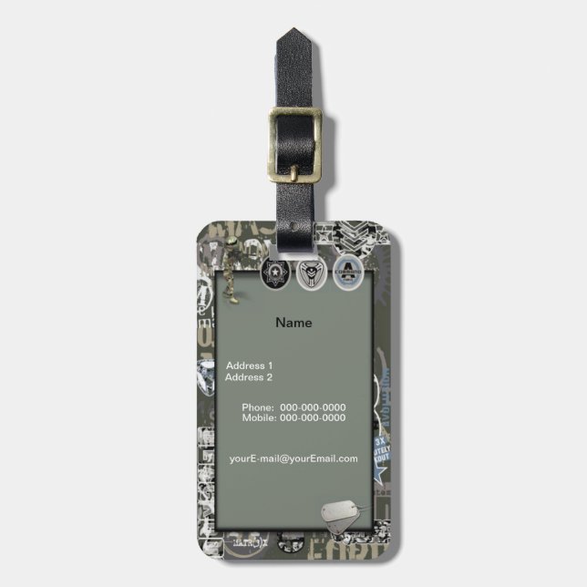 Etiqueta de equipaje militar (Frente Vertical)