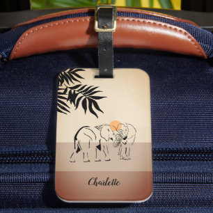 Etiqueta de equipaje monogramada "Elephant Lover"