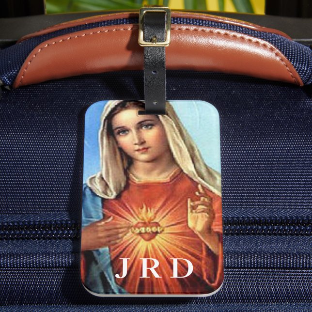 Etiqueta de equipaje Monogramada Inmaculada Corazó (Subido por el creador)