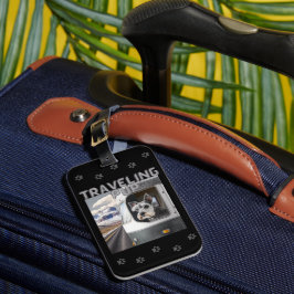 Etiqueta de equipaje negro de Schnauzer Pup de via