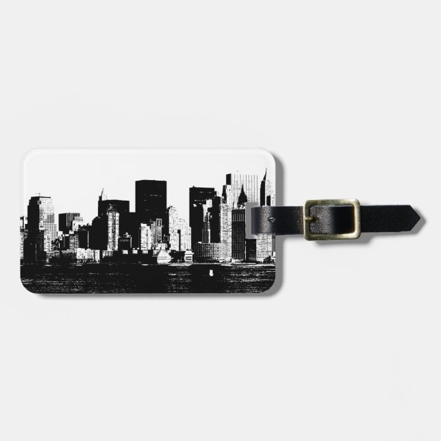 Etiqueta de equipaje panorámica de Nueva York (Frente Horizontal)