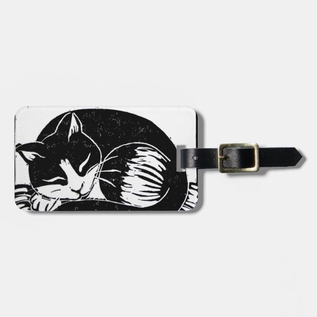 Etiqueta de equipaje para el gato de Tuxedo (Frente Horizontal)