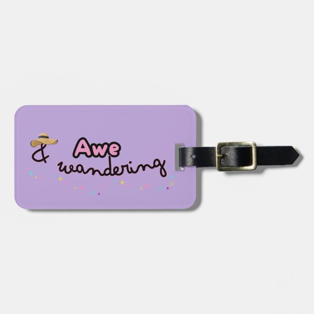 Etiqueta de equipaje personalizable Awe y Wanderin (Frente Horizontal)