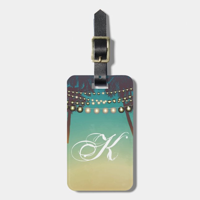 Etiqueta de equipaje personalizada Beach Sunset Pa (Frente Vertical)