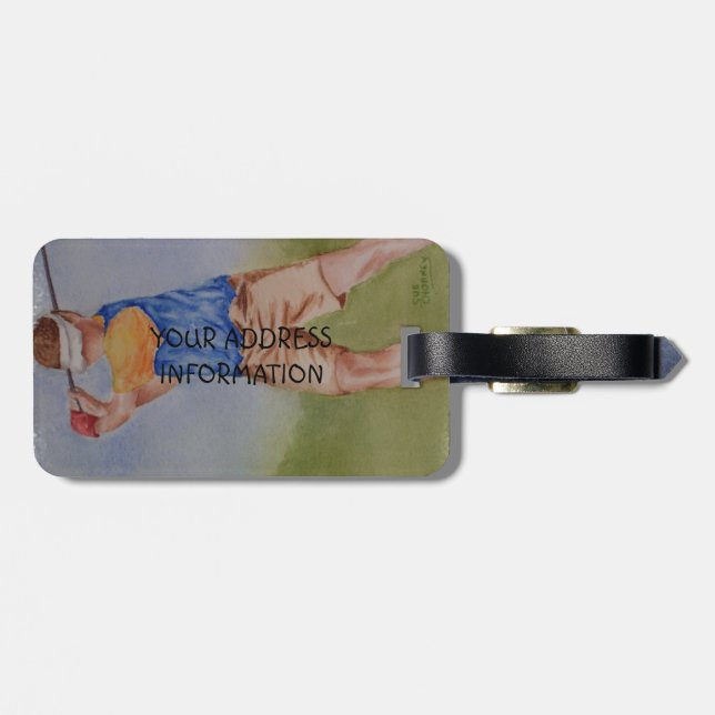 ETIQUETA DE EQUIPAJE PERSONALIZADA DE GOLF SWING (Atrás Horizontal)