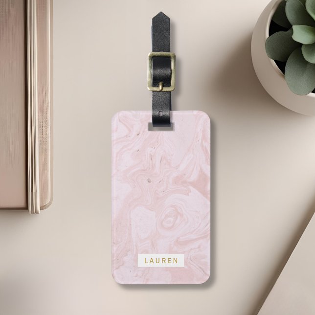 Etiqueta de equipaje personalizada de Mármol rosa  (Subido por el creador)