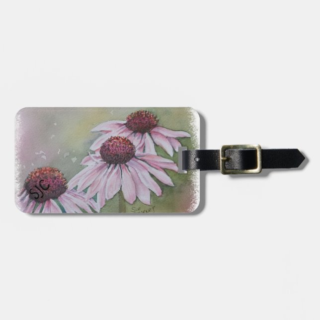ETIQUETA DE EQUIPAJE PERSONALIZADA DE PINK DAISIES (Frente Horizontal)
