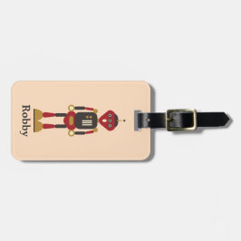Etiqueta de equipaje personalizada de robot retro 