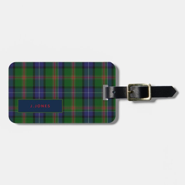 Etiqueta de equipaje personalizada JONES Tartan Me (Frente Horizontal)