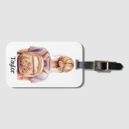 Etiqueta de equipaje personalizada - Mujer rubia