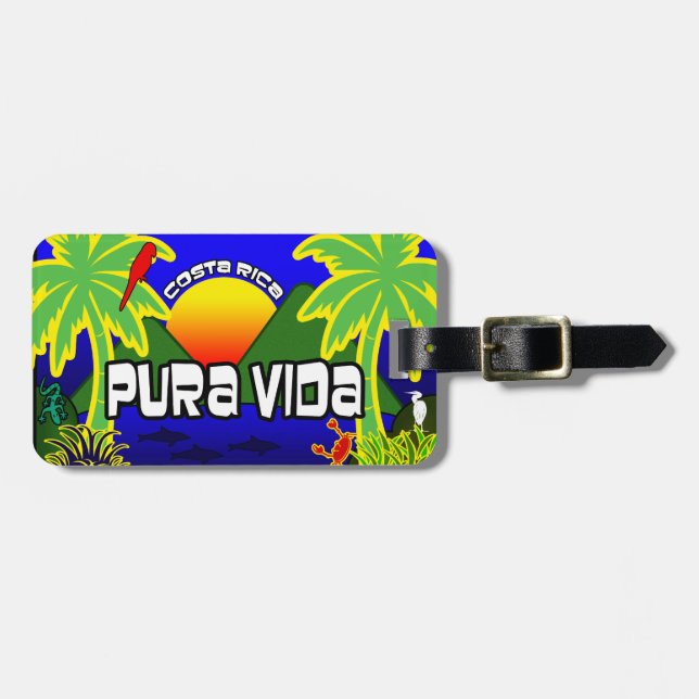 Etiqueta de equipaje personalizada Pura Vida (Frente Horizontal)